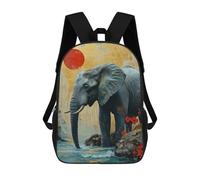 sinyumoney Sac À Dos Imprimé 3D Pour Garçons Et Filles Elephant with Sunset Sac À Dos Scolaire Pour Enfants, Sac De Voyage Décontracté, Sac Pour Ordinateur Portable 17inch
