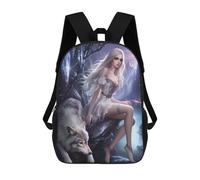 sinyumoney Sac À Dos Imprimé 3D Pour Garçons Et Filles Enchanted Forest Fantasy with Wolf Sac À Dos Scolaire Pour Enfants, Sac De Voyage Décontracté, Sac Pour Ordinateur Portable 17inch