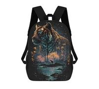 sinyumoney Sac À Dos Imprimé 3D Pour Garçons Et Filles Enchanted Tiger Reflections Sac À Dos Scolaire Pour Enfants, Sac De Voyage Décontracté, Sac Pour Ordinateur Portable 17inch
