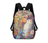 sinyumoney Sac À Dos Imprimé 3D Pour Garçons Et Filles Fantasy Floral Cat Kiss Art Print Sac À Dos Scolaire Pour Enfants, Sac De Voyage Décontracté, Sac Pour Ordinateur Portable 17inch
