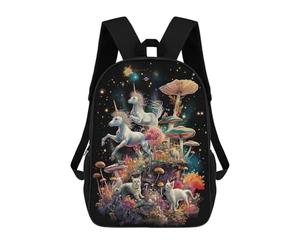 sinyumoney Sac À Dos Imprimé 3D Pour Garçons Et Filles Fantasy Mushroom Forest with Unicorns Sac À Dos Scolaire Pour Enfants, Sac De Voyage Décontracté, Sac Pour Ordinateur Portable 17inch
