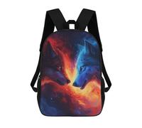 sinyumoney Sac À Dos Imprimé 3D Pour Garçons Et Filles Fire Vs. Ice Wolves Art Print Sac À Dos Scolaire Pour Enfants, Sac De Voyage Décontracté, Sac Pour Ordinateur Portable 17inch