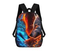 sinyumoney Sac À Dos Imprimé 3D Pour Garçons Et Filles Fire Vs. Ice Wolves Artwork Sac À Dos Scolaire Pour Enfants, Sac De Voyage Décontracté, Sac Pour Ordinateur Portable 17inch