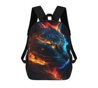 sinyumoney Sac À Dos Imprimé 3D Pour Garçons Et Filles Flame And Ice Feline Portrait Sac À Dos Scolaire Pour Enfants, Sac De Voyage Décontracté, Sac Pour Ordinateur Portable 17inch
