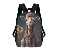 sinyumoney Sac À Dos Imprimé 3D Pour Garçons Et Filles Giraffe in Elegant Floral Attire Sac À Dos Scolaire Pour Enfants, Sac De Voyage Décontracté, Sac Pour Ordinateur Portable 17inch