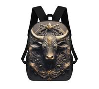 sinyumoney Sac À Dos Imprimé 3D Pour Garçons Et Filles Golden Bull Portrait-4 Sac À Dos Scolaire Pour Enfants, Sac De Voyage Décontracté, Sac Pour Ordinateur Portable 17inch