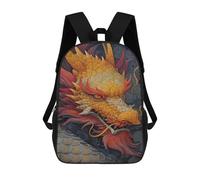sinyumoney Sac À Dos Imprimé 3D Pour Garçons Et Filles Golden Dragon Art Print Sac À Dos Scolaire Pour Enfants, Sac De Voyage Décontracté, Sac Pour Ordinateur Portable 17inch