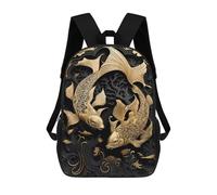 sinyumoney Sac À Dos Imprimé 3D Pour Garçons Et Filles Golden Koi Fish Artwork Sac À Dos Scolaire Pour Enfants, Sac De Voyage Décontracté, Sac Pour Ordinateur Portable 17inch