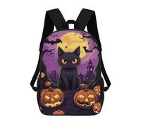 sinyumoney Sac À Dos Imprimé 3D Pour Garçons Et Filles Halloween Black Cat Scene Sac À Dos Scolaire Pour Enfants, Sac De Voyage Décontracté, Sac Pour Ordinateur Portable 17inch