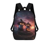 sinyumoney Sac À Dos Imprimé 3D Pour Garçons Et Filles Halloween Cats with Jack-o'-Lanterns Sac À Dos Scolaire Pour Enfants, Sac De Voyage Décontracté, Sac Pour Ordinateur Portable 17inch