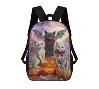 sinyumoney Sac À Dos Imprimé 3D Pour Garçons Et Filles Halloween Cats with Pumpkins-1 Sac À Dos Scolaire Pour Enfants, Sac De Voyage Décontracté, Sac Pour Ordinateur Portable 17inch