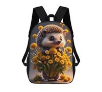 sinyumoney Sac À Dos Imprimé 3D Pour Garçons Et Filles Hedgehog with Yellow Flowers Sac À Dos Scolaire Pour Enfants, Sac De Voyage Décontracté, Sac Pour Ordinateur Portable 17inch