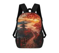 sinyumoney Sac À Dos Imprimé 3D Pour Garçons Et Filles Japanese Pagoda Sunset Sac À Dos Scolaire Pour Enfants, Sac De Voyage Décontracté, Sac Pour Ordinateur Portable 17inch