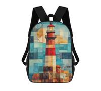 sinyumoney Sac À Dos Imprimé 3D Pour Garçons Et Filles Lighthouse in Geometric Art Modern Coastal Art Sac À Dos Scolaire Pour Enfants, Sac De Voyage Décontracté, Sac Pour Ordinateur Portable 17inch