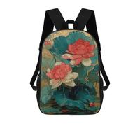 sinyumoney Sac À Dos Imprimé 3D Pour Garçons Et Filles Lotus Flowers Painting Artwork Sac À Dos Scolaire Pour Enfants, Sac De Voyage Décontracté, Sac Pour Ordinateur Portable 17inch