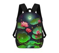 sinyumoney Sac À Dos Imprimé 3D Pour Garçons Et Filles Lotus Pond Moonlit Night -1 Sac À Dos Scolaire Pour Enfants, Sac De Voyage Décontracté, Sac Pour Ordinateur Portable 17inch