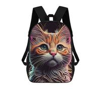 sinyumoney Sac À Dos Imprimé 3D Pour Garçons Et Filles Neon Whiskered Cat Portrait Sac À Dos Scolaire Pour Enfants, Sac De Voyage Décontracté, Sac Pour Ordinateur Portable 17inch