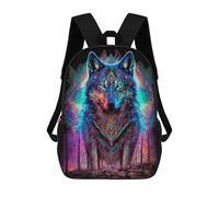 sinyumoney Sac À Dos Imprimé 3D Pour Garçons Et Filles Neon Wolf Spirit Art Print Sac À Dos Scolaire Pour Enfants, Sac De Voyage Décontracté, Sac Pour Ordinateur Portable 17inch