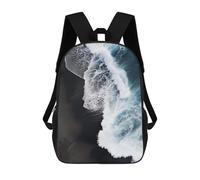 sinyumoney Sac À Dos Imprimé 3D Pour Garçons Et Filles Ocean Wave Crashing on Black Sand Sac À Dos Scolaire Pour Enfants, Sac De Voyage Décontracté, Sac Pour Ordinateur Portable 17inch