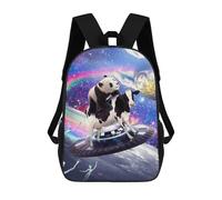 sinyumoney Sac À Dos Imprimé 3D Pour Garçons Et Filles Panda Riding Cow on UFO Sac À Dos Scolaire Pour Enfants, Sac De Voyage Décontracté, Sac Pour Ordinateur Portable 17inch