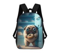 sinyumoney Sac À Dos Imprimé 3D Pour Garçons Et Filles Pug with Donut in Kitchen -1 Sac À Dos Scolaire Pour Enfants, Sac De Voyage Décontracté, Sac Pour Ordinateur Portable 17inch