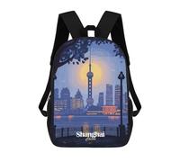 sinyumoney Sac À Dos Imprimé 3D Pour Garçons Et Filles Shanghai Skyline Sac À Dos Scolaire Pour Enfants, Sac De Voyage Décontracté, Sac Pour Ordinateur Portable 17inch