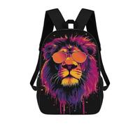 sinyumoney Sac À Dos Imprimé 3D Pour Garçons Et Filles Stylish Lion Sunglasses Art Print Sac À Dos Scolaire Pour Enfants, Sac De Voyage Décontracté, Sac Pour Ordinateur Portable 17inch