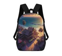 sinyumoney Sac À Dos Imprimé 3D Pour Garçons Et Filles Sunset Beach Village Sac À Dos Scolaire Pour Enfants, Sac De Voyage Décontracté, Sac Pour Ordinateur Portable 17inch