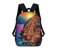 sinyumoney Sac À Dos Imprimé 3D Pour Garçons Et Filles Sunset Over Coastal Village -2 Sac À Dos Scolaire Pour Enfants, Sac De Voyage Décontracté, Sac Pour Ordinateur Portable 17inch