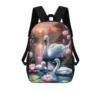 sinyumoney Sac À Dos Imprimé 3D Pour Garçons Et Filles Swans in A Lush Pond at Sunset Sac À Dos Scolaire Pour Enfants, Sac De Voyage Décontracté, Sac Pour Ordinateur Portable 17inch