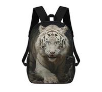 sinyumoney Sac À Dos Imprimé 3D Pour Garçons Et Filles White Tiger Stalking Sac À Dos Scolaire Pour Enfants, Sac De Voyage Décontracté, Sac Pour Ordinateur Portable 17inch