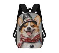 sinyumoney Sac À Dos Imprimé 3D Pour Garçons Et Filles Winter Corgi with Snow Hat Sac À Dos Scolaire Pour Enfants, Sac De Voyage Décontracté, Sac Pour Ordinateur Portable 17inch