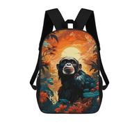 sinyumoney Sac À Dos Imprimé En 3D 17inch Amazon Jungle Ape Sunset Sac D'école Léger Pour Enfants, Idéal Pour Les Voyages Et Les Cours, Pour Les Collégiens Et Collégiens