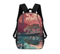 sinyumoney Sac À Dos Imprimé En 3D 17inch Amazon Rainforest Jaguar Reflection Sac D'école Léger Pour Enfants, Idéal Pour Les Voyages Et Les Cours, Pour Les Collégiens Et Collégiens