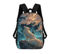 sinyumoney Sac À Dos Imprimé En 3D 17inch Art Fox Under Cherry Blossom Tree Sac D'école Léger Pour Enfants, Idéal Pour Les Voyages Et Les Cours, Pour Les Collégiens Et Collégiens