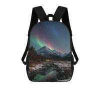 sinyumoney Sac À Dos Imprimé En 3D 17inch Aurora Borealis Over Snowy Mountains Sac D'école Léger Pour Enfants, Idéal Pour Les Voyages Et Les Cours, Pour Les Collégiens Et Collégiens