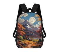 sinyumoney Sac À Dos Imprimé En 3D 17inch Autumn Moonlit Mountain Landscape Sac D'école Léger Pour Enfants, Idéal Pour Les Voyages Et Les Cours, Pour Les Collégiens Et Collégiens