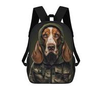 sinyumoney Sac À Dos Imprimé En 3D 17inch Basset Hound Camo Jacket Sac D'école Léger Pour Enfants, Idéal Pour Les Voyages Et Les Cours, Pour Les Collégiens Et Collégiens