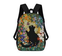 sinyumoney Sac À Dos Imprimé En 3D 17inch Black Cat with Butterfly in Garden Sac D'école Léger Pour Enfants, Idéal Pour Les Voyages Et Les Cours, Pour Les Collégiens Et Collégiens