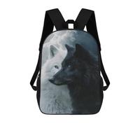 sinyumoney Sac À Dos Imprimé En 3D 17inch Black & White Wolves Harmony in Nature Sac D'école Léger Pour Enfants, Idéal Pour Les Voyages Et Les Cours, Pour Les Collégiens Et Collégiens