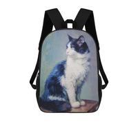 sinyumoney Sac À Dos Imprimé En 3D 17inch Blue And White Cat Painting Sac D'école Léger Pour Enfants, Idéal Pour Les Voyages Et Les Cours, Pour Les Collégiens Et Collégiens