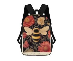 sinyumoney Sac À Dos Imprimé En 3D 17inch Bumblebee William Morris Floral Sac D'école Léger Pour Enfants, Idéal Pour Les Voyages Et Les Cours, Pour Les Collégiens Et Collégiens