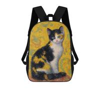 sinyumoney Sac À Dos Imprimé En 3D 17inch Calico Cat on Yellow Background Sac D'école Léger Pour Enfants, Idéal Pour Les Voyages Et Les Cours, Pour Les Collégiens Et Collégiens