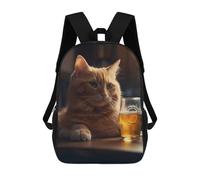 sinyumoney Sac À Dos Imprimé En 3D 17inch Cat A Glasses of Beer Sac D'école Léger Pour Enfants, Idéal Pour Les Voyages Et Les Cours, Pour Les Collégiens Et Collégiens