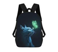 sinyumoney Sac À Dos Imprimé En 3D 17inch Cat Butterflies Sac D'école Léger Pour Enfants, Idéal Pour Les Voyages Et Les Cours, Pour Les Collégiens Et Collégiens