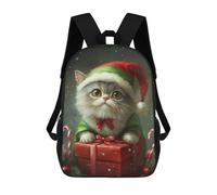 sinyumoney Sac À Dos Imprimé En 3D 17inch Christmas Cat Gift Box Sac D'école Léger Pour Enfants, Idéal Pour Les Voyages Et Les Cours, Pour Les Collégiens Et Collégiens