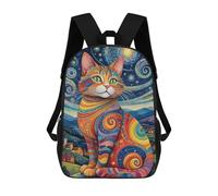 sinyumoney Sac À Dos Imprimé En 3D 17inch Colorful Abstract Cat Art Sac D'école Léger Pour Enfants, Idéal Pour Les Voyages Et Les Cours, Pour Les Collégiens Et Collégiens