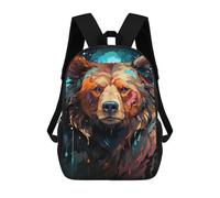 sinyumoney Sac À Dos Imprimé En 3D 17inch Colorful Bear Portrait Art Print-3 Sac D'école Léger Pour Enfants, Idéal Pour Les Voyages Et Les Cours, Pour Les Collégiens Et Collégiens