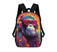 sinyumoney Sac À Dos Imprimé En 3D 17inch Colorful Monkey Headphones Sunglasses Art Print-1 Sac D'école Léger Pour Enfants, Idéal Pour Les Voyages Et Les Cours, Pour Les Collégiens Et Collégiens