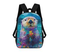 sinyumoney Sac À Dos Imprimé En 3D 17inch Colorful Otter with Gift Box Sac D'école Léger Pour Enfants, Idéal Pour Les Voyages Et Les Cours, Pour Les Collégiens Et Collégiens